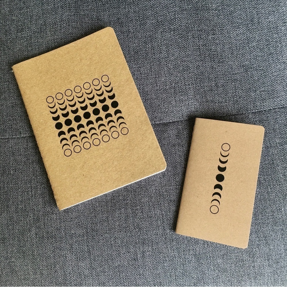 Set/2 Moon Phases Kraft Lined Notebooks, Tan, Black - Picture 16 of 16